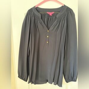 Lilly Pulitzer Elegant Elsa Silk Black Women's Top